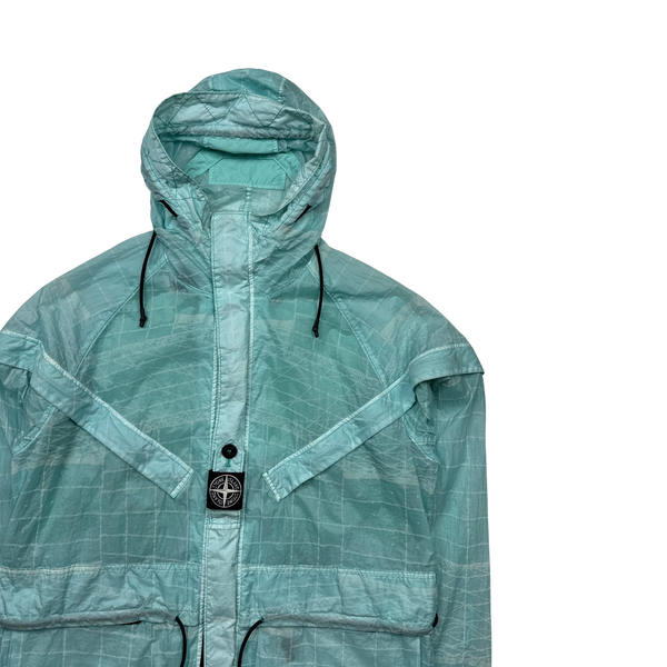 Stone Island Aqua Blue Reflective Grid Lamy TC Jacket - Large