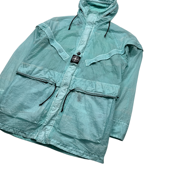 Stone Island Aqua Blue Reflective Grid Lamy TC Jacket - Large