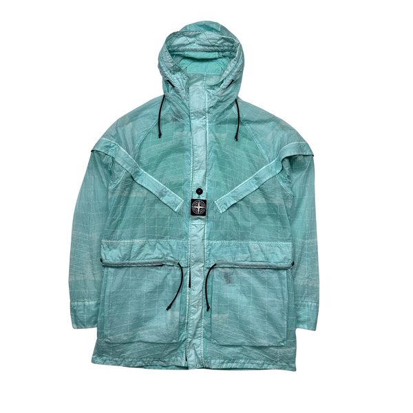 Stone Island Aqua Blue Reflective Grid Lamy TC Jacket - Large