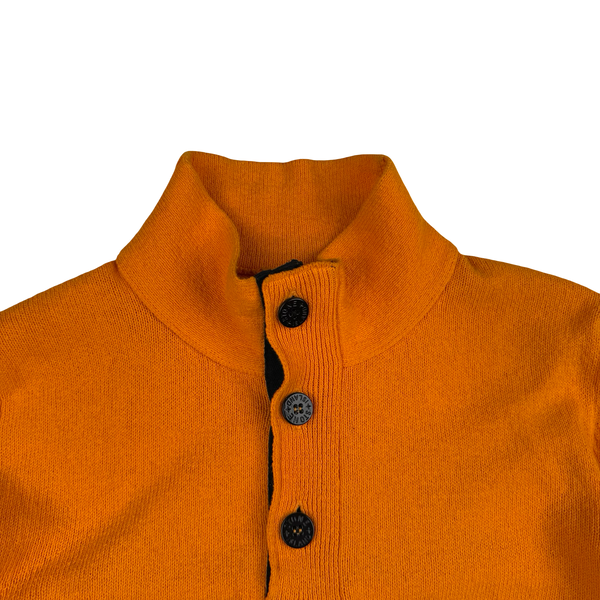 Stone Island 2014 Orange Zip and Button Cotton Knit Jumper - Medium