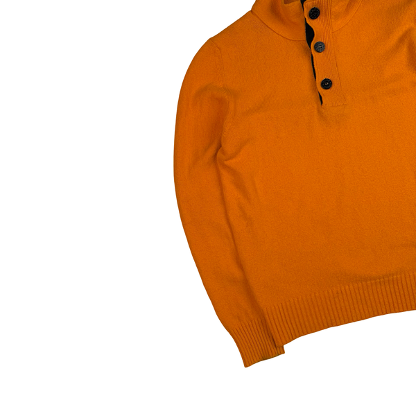 Stone Island 2014 Orange Zip and Button Cotton Knit Jumper - Medium