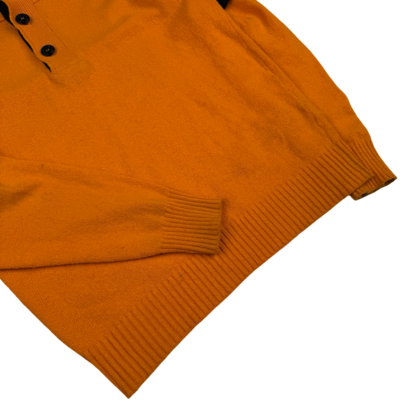 Stone Island 2014 Orange Zip and Button Cotton Knit Jumper - Medium