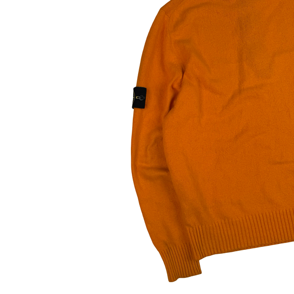 Stone Island 2014 Orange Zip and Button Cotton Knit Jumper - Medium