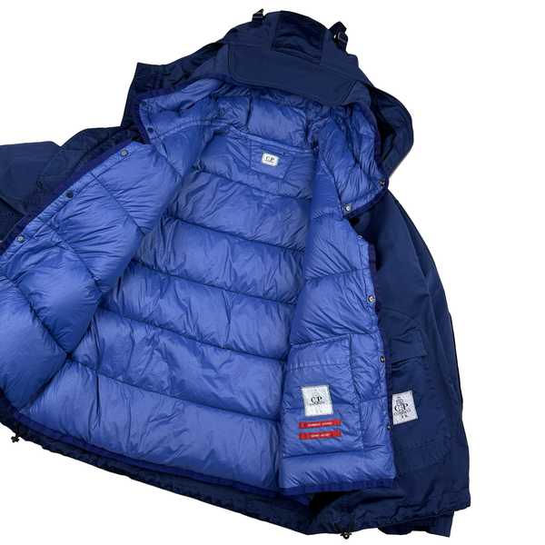 CP Company Blue Micro Kei Double Layer Hooded Goggle Field Jacket - Large