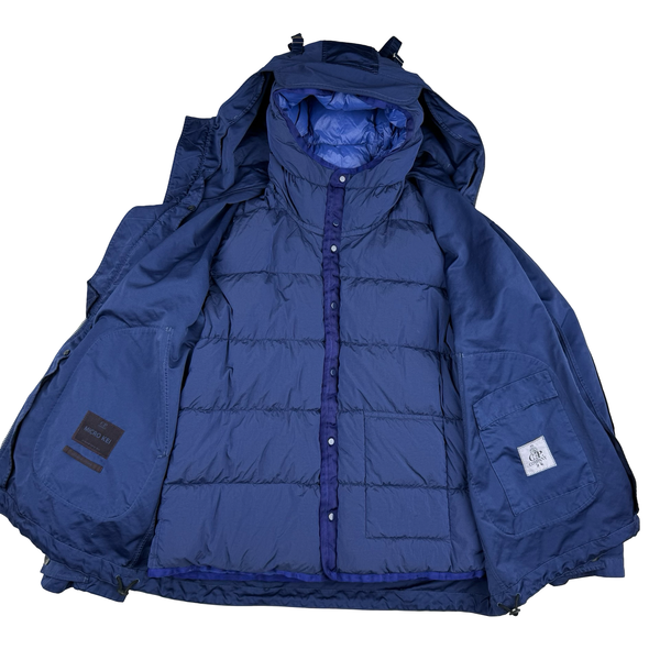 CP Company Blue Micro Kei Double Layer Hooded Goggle Field Jacket - Large