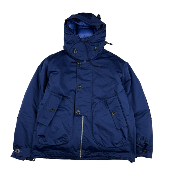 CP Company Blue Micro Kei Double Layer Hooded Goggle Field Jacket - Large
