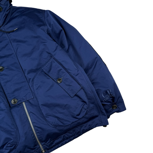 CP Company Blue Micro Kei Double Layer Hooded Goggle Field Jacket - Large