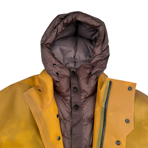 Stone Island 2023 Tan Special Process Poly Strata Down Lined Ice Jacket - Large