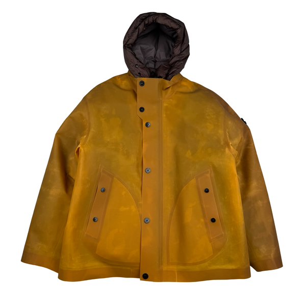 Stone Island 2023 Tan Special Process Poly Strata Down Lined Ice Jacket - Large
