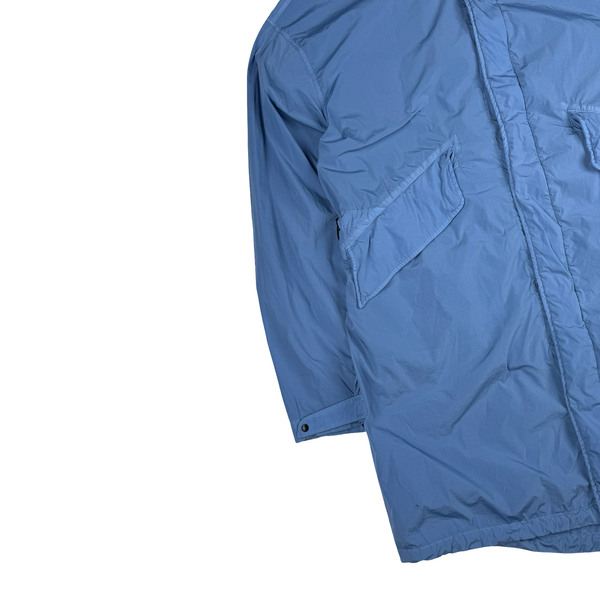CP Company Blue Nycra Lens Viewer Hooded Fishtail Parker Jacket - Large (50)