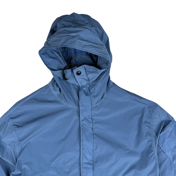 CP Company Blue Nycra Lens Viewer Hooded Fishtail Parker Jacket - Large (50)