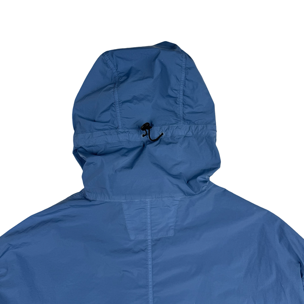 CP Company Blue Nycra Lens Viewer Hooded Fishtail Parker Jacket - Large (50)