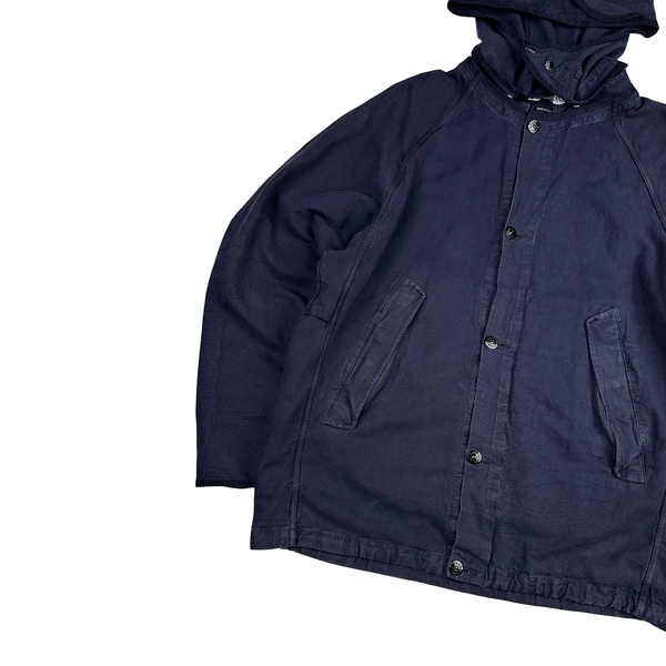 Stone Island 2002 Navy Compact Buttoned Hooded Jacket - XL