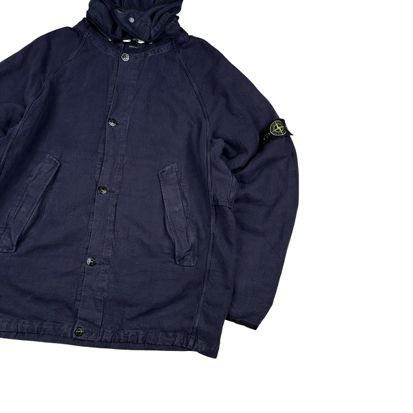 Stone Island 2002 Navy Compact Buttoned Hooded Jacket - XL