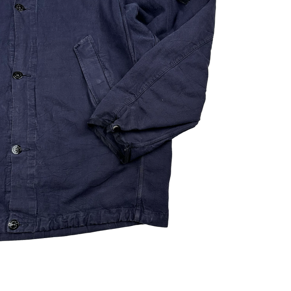 Stone Island 2002 Navy Compact Buttoned Hooded Jacket - XL