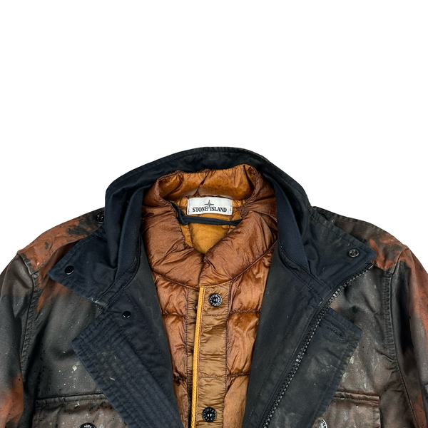 Stone Island 2014 Raso Hand Painted Tortoise Shell Camo Field Jacket - XL