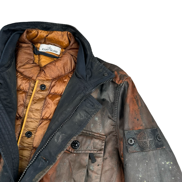 Stone Island 2014 Raso Hand Painted Tortoise Shell Camo Field Jacket - XL