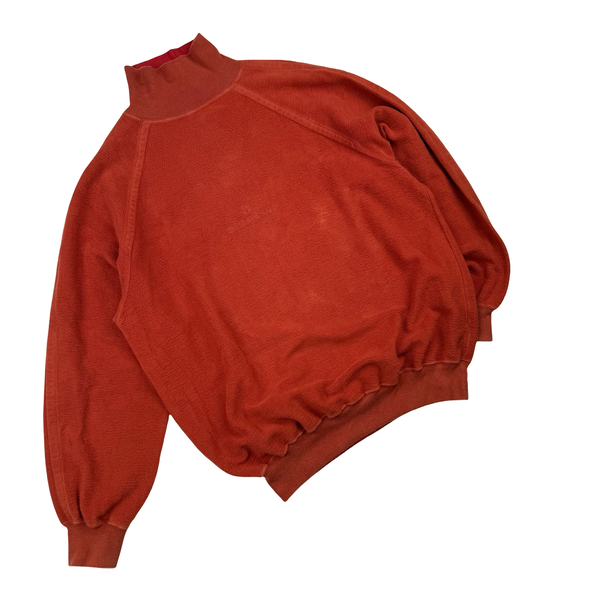 Stone Island Vintage Burnt Orange Fleece Mock Neck Pullover Sweater - XXL