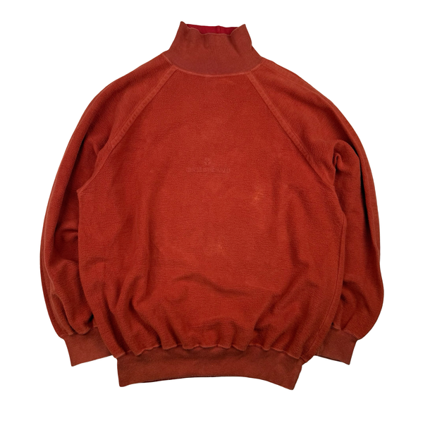 Stone Island Vintage Burnt Orange Fleece Mock Neck Pullover Sweater - XXL