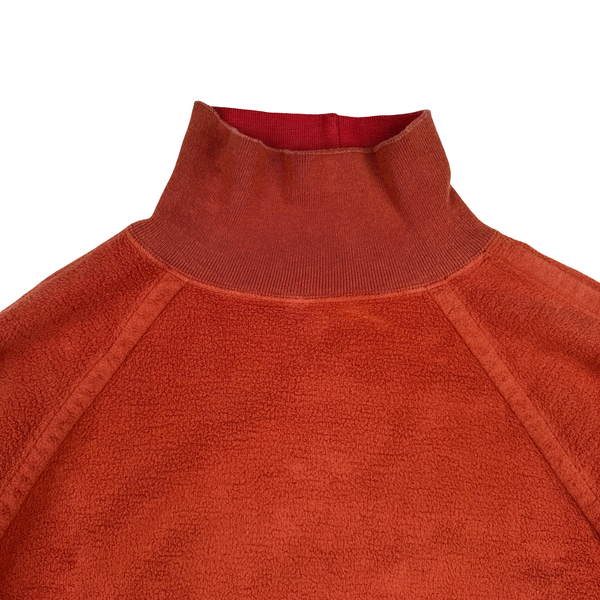 Stone Island Vintage Burnt Orange Fleece Mock Neck Pullover Sweater - XXL