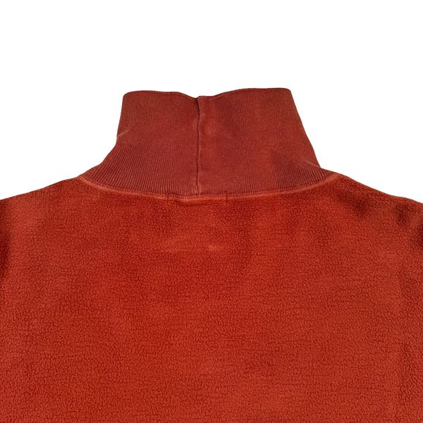 Stone Island Vintage Burnt Orange Fleece Mock Neck Pullover Sweater - XXL