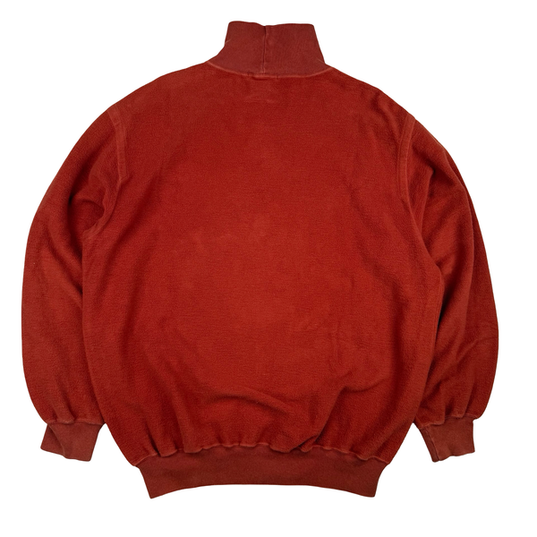 Stone Island Vintage Burnt Orange Fleece Mock Neck Pullover Sweater - XXL