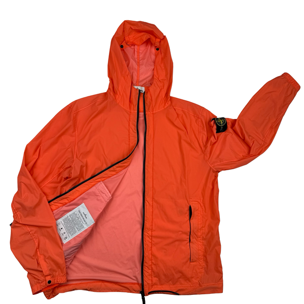 Stone Island 2020 Neon Orange Skin Touch Nylon Hooded Jacket - XL