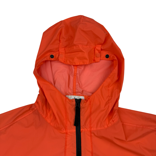 Stone Island 2020 Neon Orange Skin Touch Nylon Hooded Jacket - XL