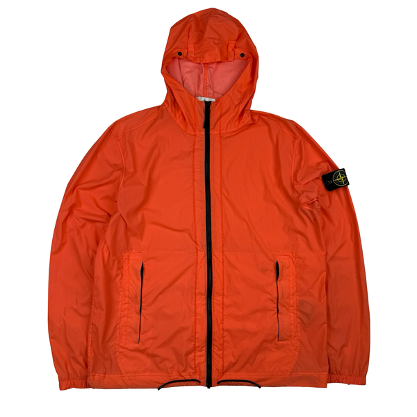 Stone Island 2020 Neon Orange Skin Touch Nylon Hooded Jacket - XL