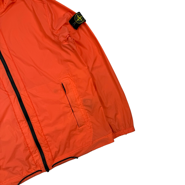 Stone Island 2020 Neon Orange Skin Touch Nylon Hooded Jacket - XL