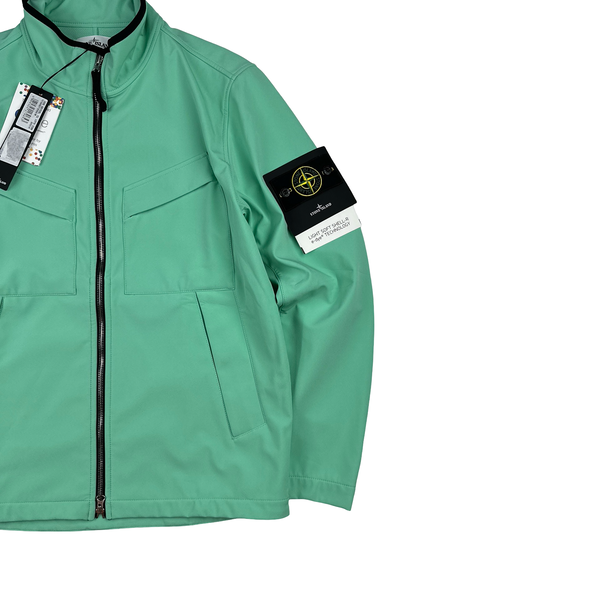 Stone Island 2021 Light Soft Shell Lime Green Bomber Jacket - Medium