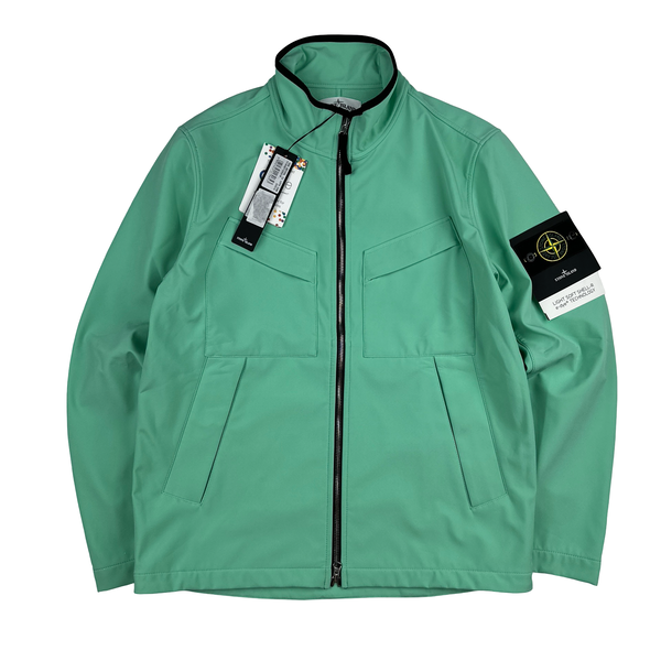 Stone Island 2021 Light Soft Shell Lime Green Bomber Jacket - Medium