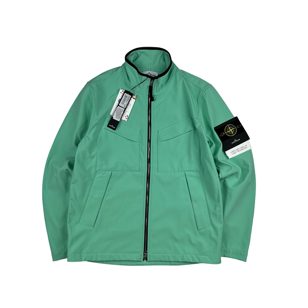 Stone Island 2021 Light Soft Shell Lime Green Bomber Jacket - Medium