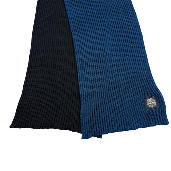 Stone Island Blue/Black Ribbed Patch Scarf