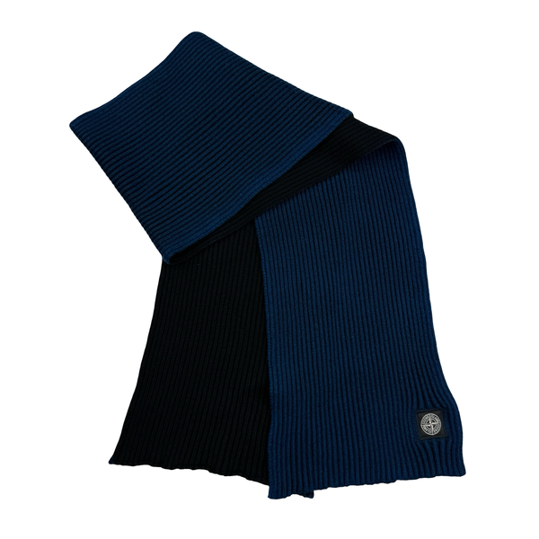 Stone Island Blue/Black Ribbed Patch Scarf