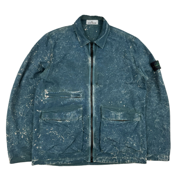 Stone Island Blue Off-Dyed OVD Camo Overshirt Jacket - Large