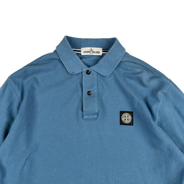 Stone Island 2023 Blue Long Sleeved Polo Shirt - Large