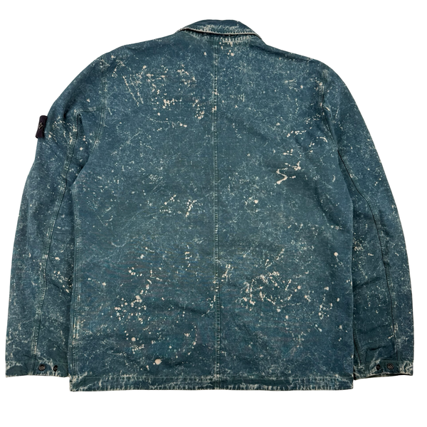 Stone Island Blue Off-Dyed OVD Camo Overshirt Jacket - Large