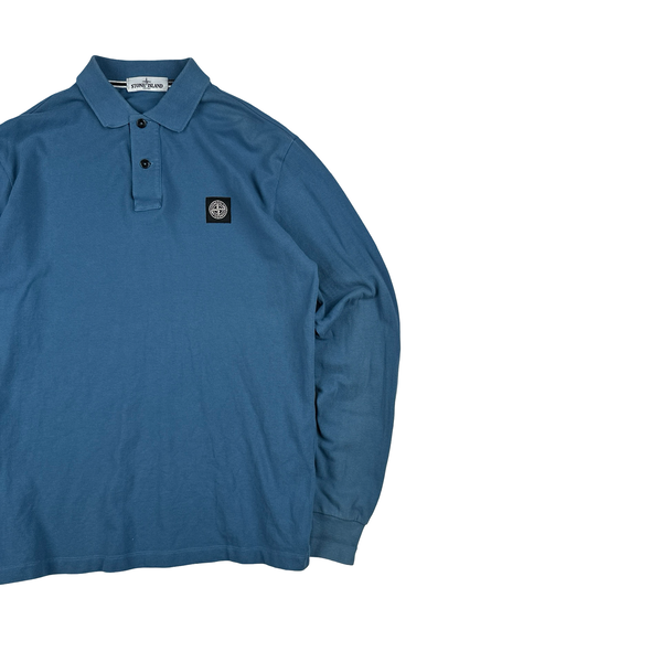 Stone Island 2023 Blue Long Sleeved Polo Shirt - Large