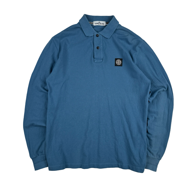 Stone Island 2023 Blue Long Sleeved Polo Shirt - Large