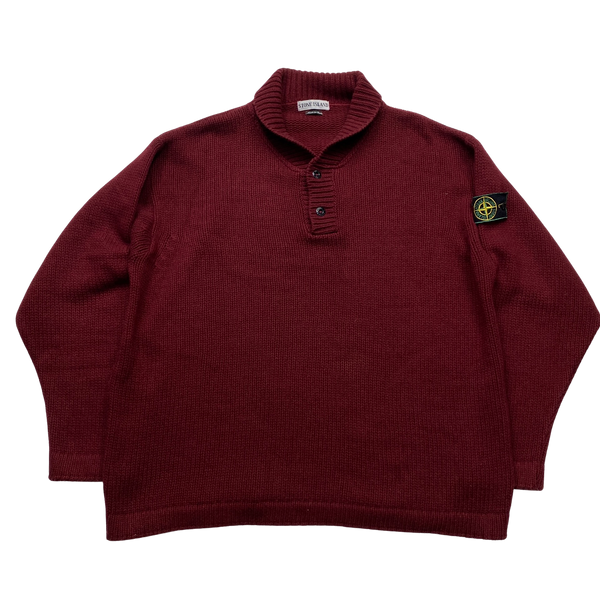 Stone Island 1998 Vintage Red Cotton Pullover Knit - XL