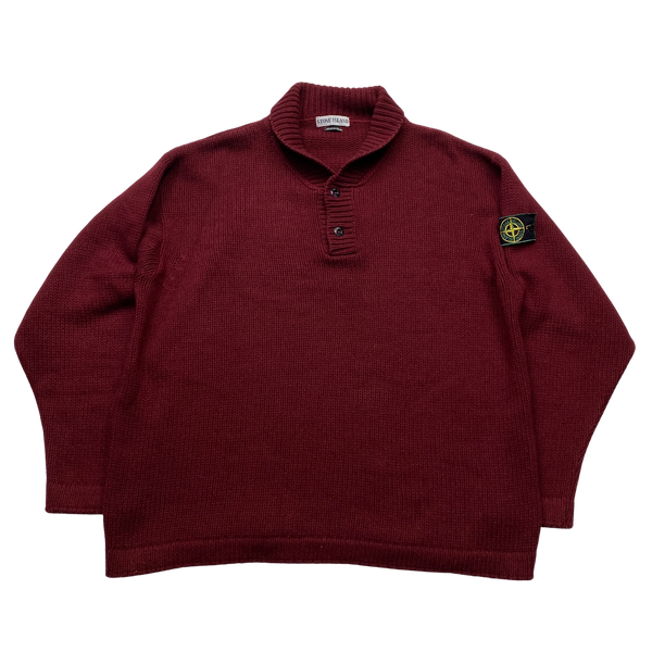 Stone Island 1998 Vintage Red Cotton Pullover Knit - XL