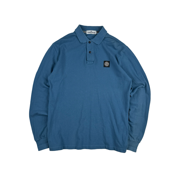 Stone Island 2023 Blue Long Sleeved Polo Shirt - Large