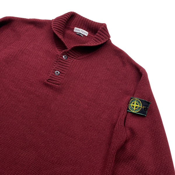 Stone Island 1998 Vintage Red Cotton Pullover Knit - XL