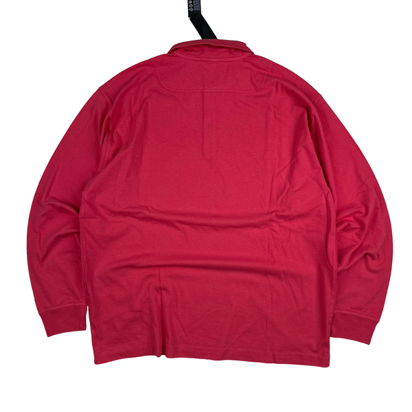 Stone Island 2023 Pink Embroidered Chest Logo Long Sleeve Polo Shirt - XL