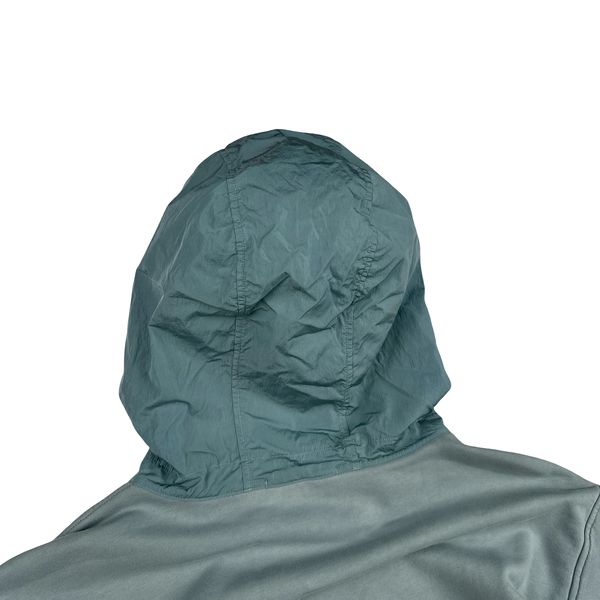 Stone Island 2023 Light Blue Cotton Nylon Panel Hood Jumper - XL