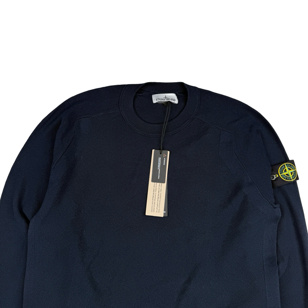 Stone Island 2025 Cotton Knit Navy Jumper - Large/Medium