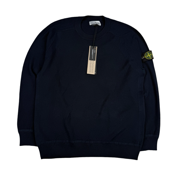 Stone Island 2025 Cotton Knit Navy Jumper - Large/Medium
