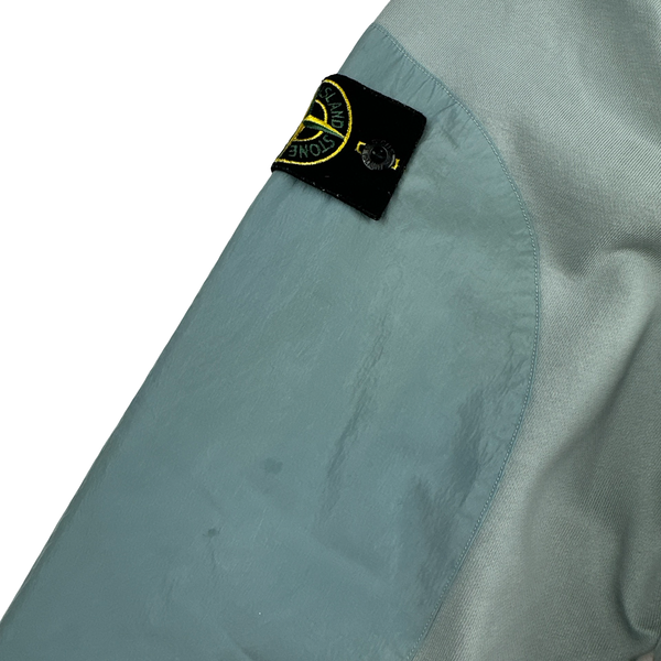 Stone Island 2023 Light Blue Cotton Nylon Panel Hood Jumper - XL