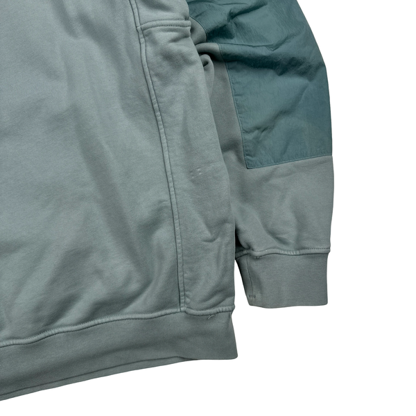 Stone Island 2023 Light Blue Cotton Nylon Panel Hood Jumper - XL